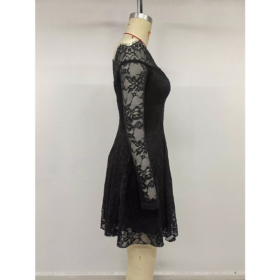 Lace Off Shoulder Mini Dress Apparel and Accessories