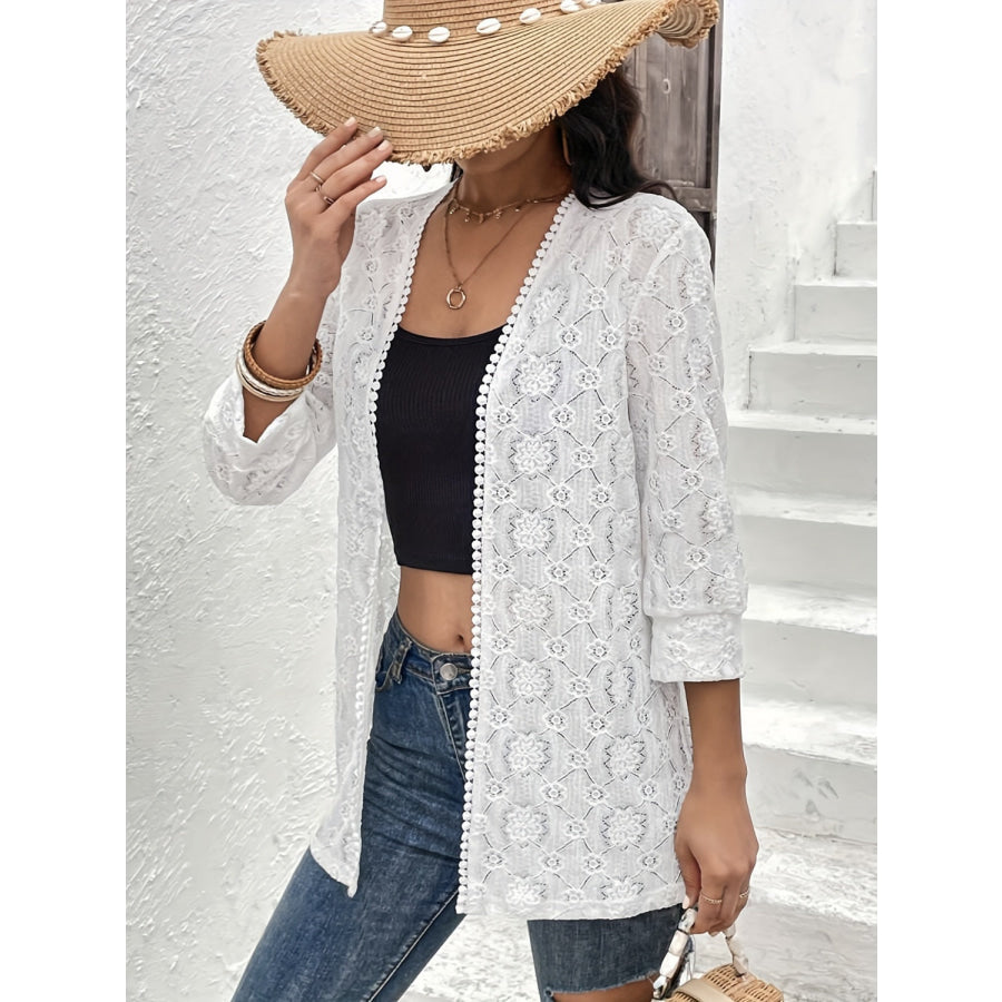 Lace Open Front Cover Up White / S Apparel and Accessories