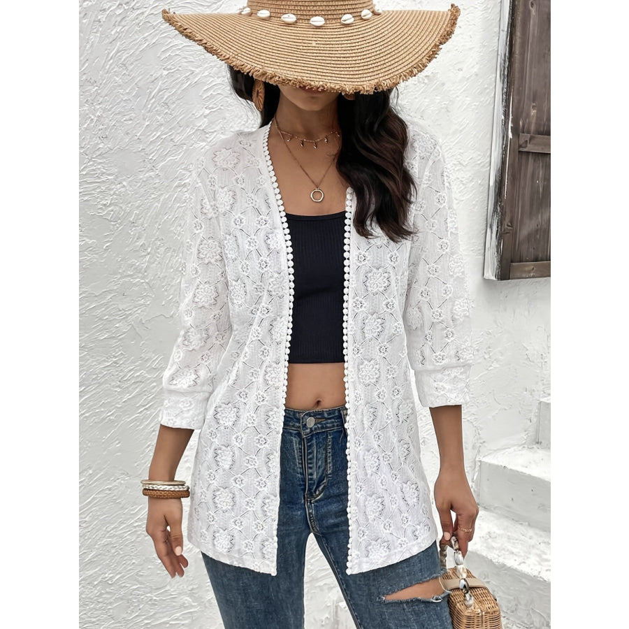 Lace Open Front Cover Up White / S Apparel and Accessories