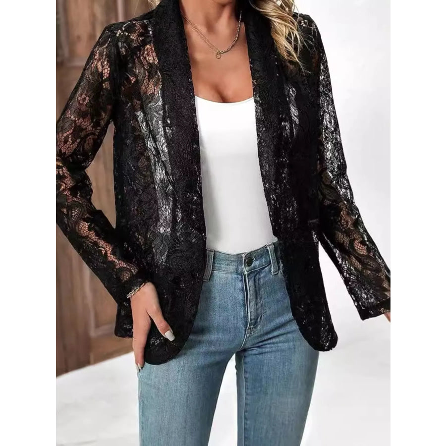 Lace Open-Front Outerwear Black / S Apparel and Accessories