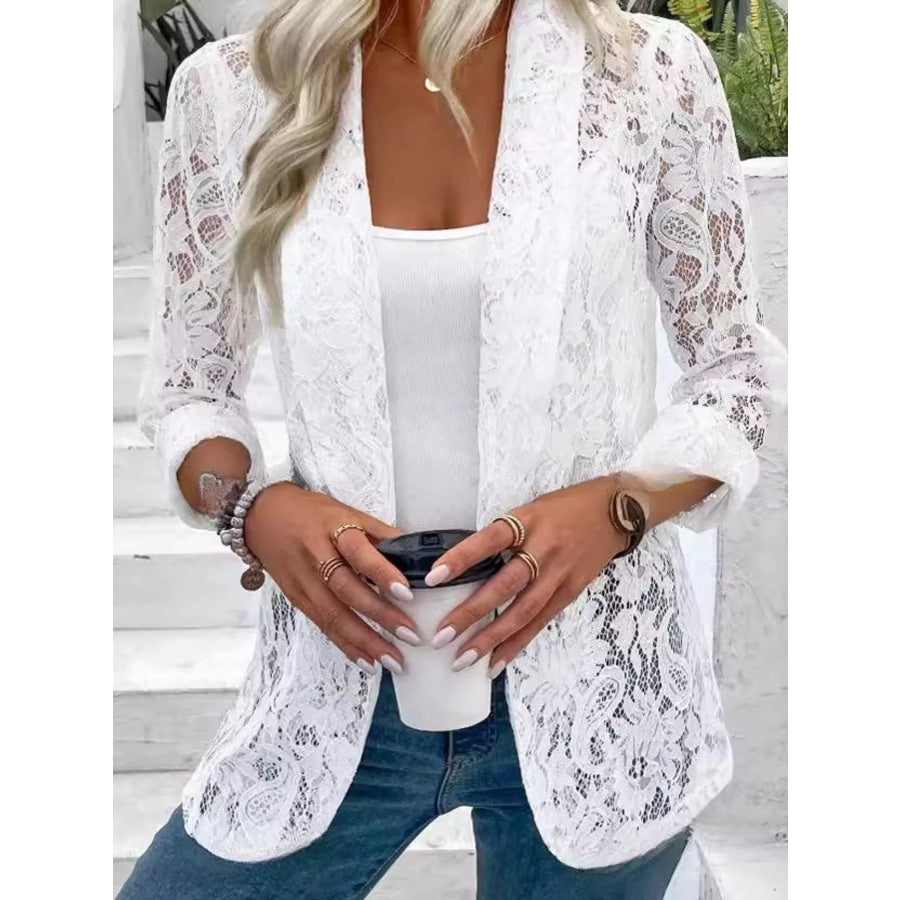 Lace Open-Front Outerwear White / S Apparel and Accessories