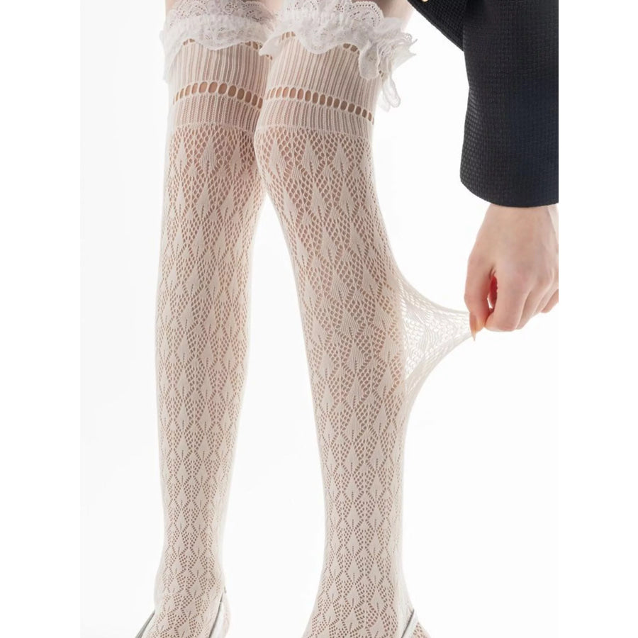 Lace Over-the-Knee Hollow-Out Stockings Apparel and Accessories