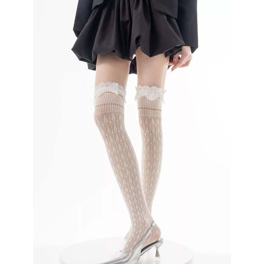 Lace Over-the-Knee Hollow-Out Stockings Apparel and Accessories