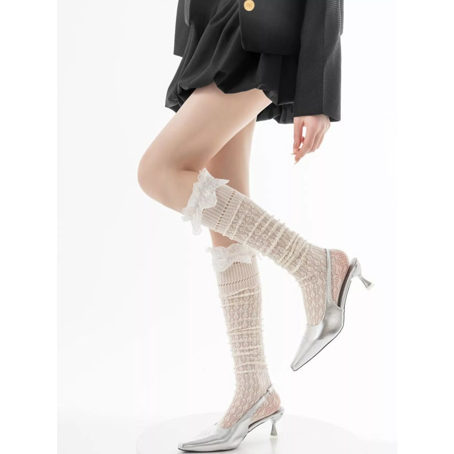 Lace Over-the-Knee Hollow-Out Stockings Apparel and Accessories