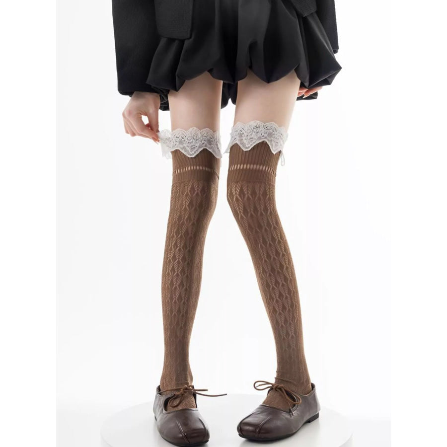Lace Over-the-Knee Hollow-Out Stockings Apparel and Accessories