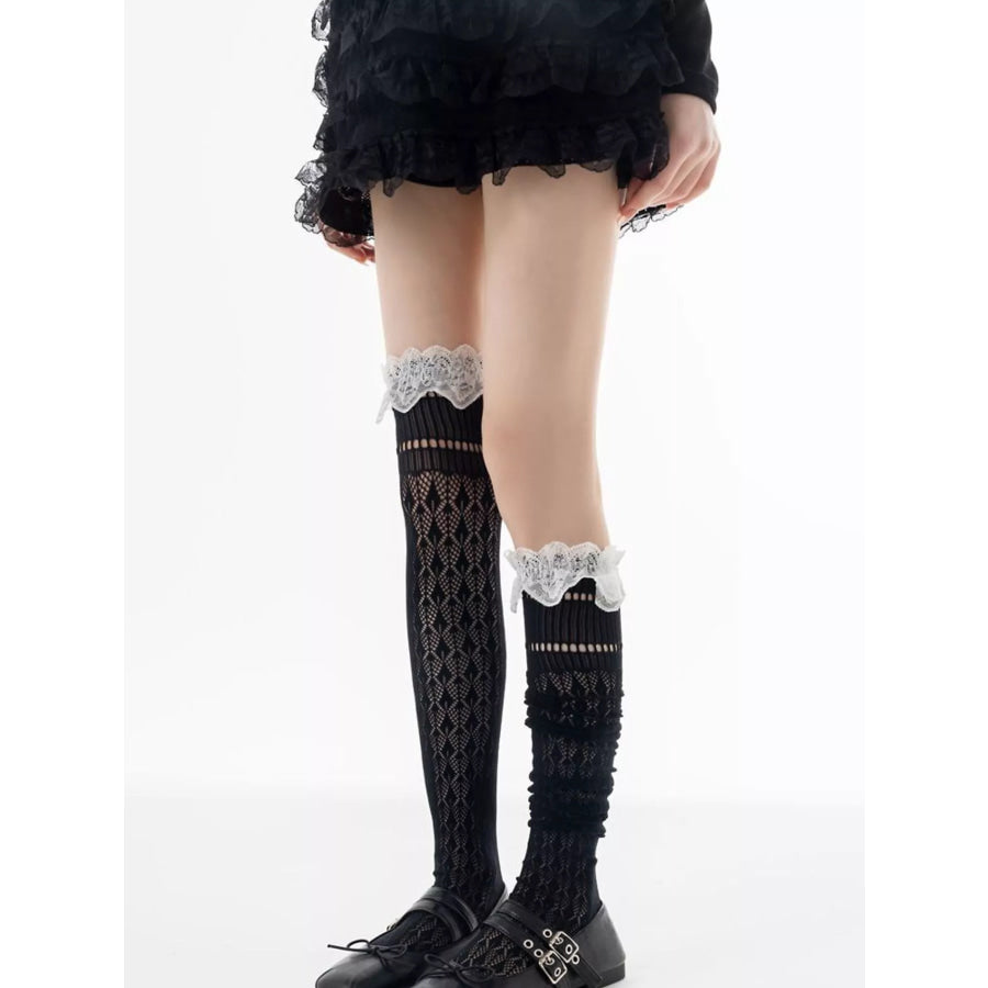 Lace Over-the-Knee Hollow-Out Stockings Apparel and Accessories