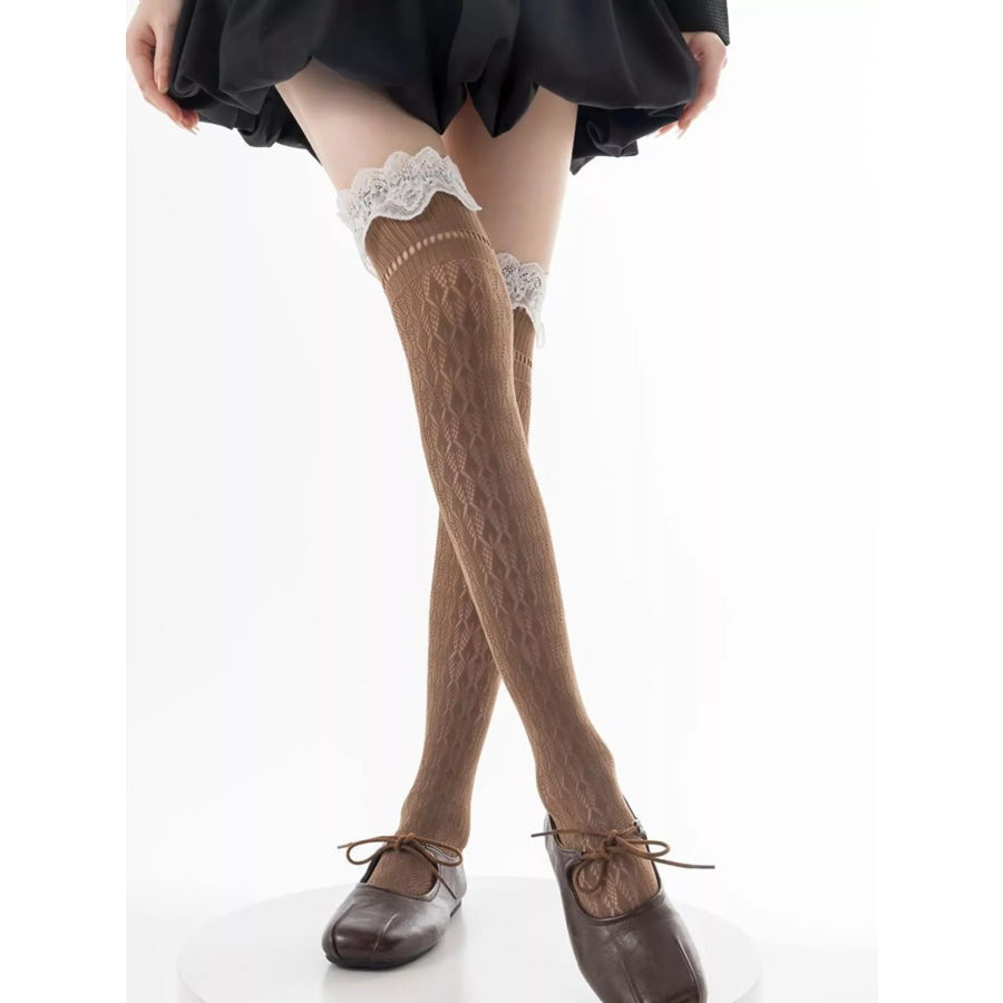 Lace Over-the-Knee Hollow-Out Stockings Apparel and Accessories