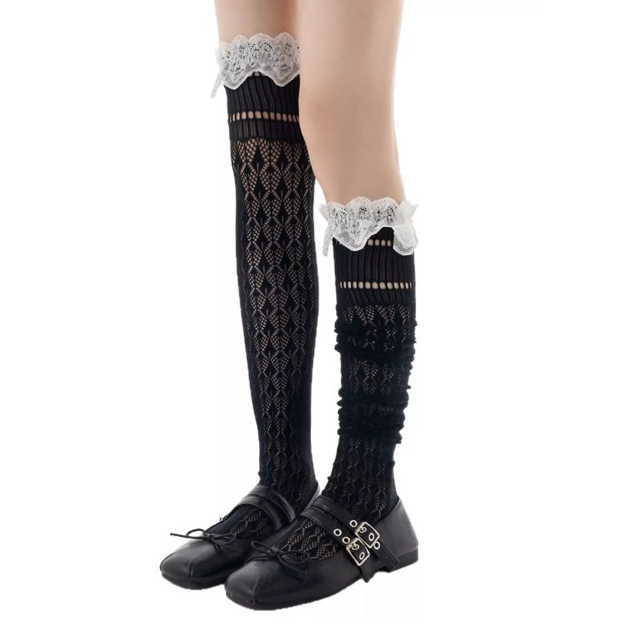 Lace Over-the-Knee Hollow-Out Stockings Apparel and Accessories