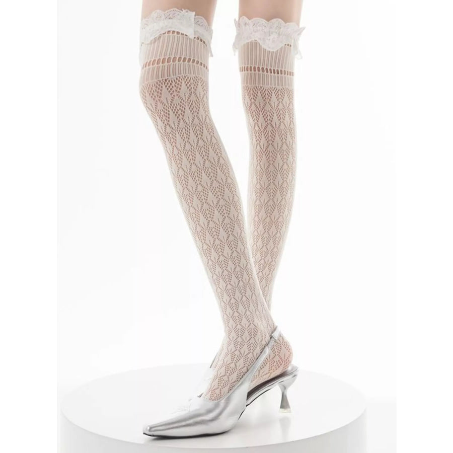 Lace Over-the-Knee Hollow-Out Stockings Apparel and Accessories
