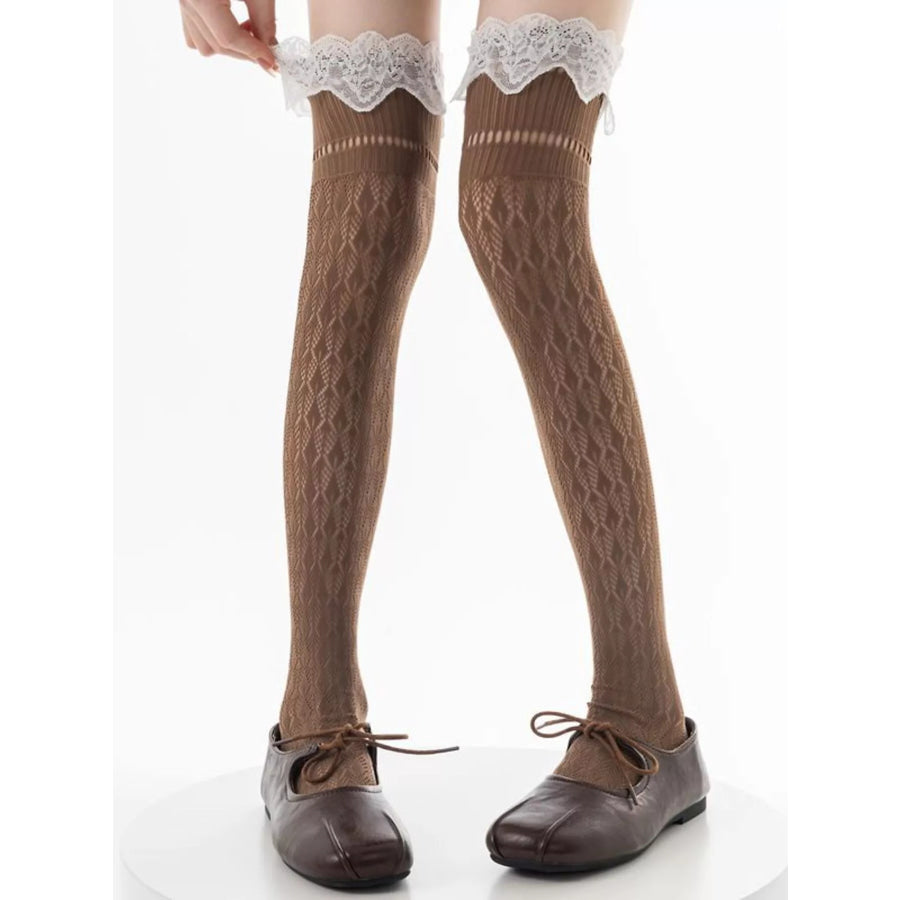 Lace Over-the-Knee Hollow-Out Stockings Apparel and Accessories