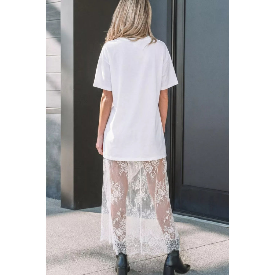 Lace Patchwork Casual T-Shirt Dress Apparel and Accessories