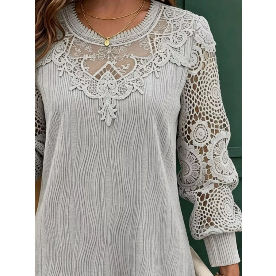 Lace Patchwork Long Sleeve Blouse Apparel and Accessories