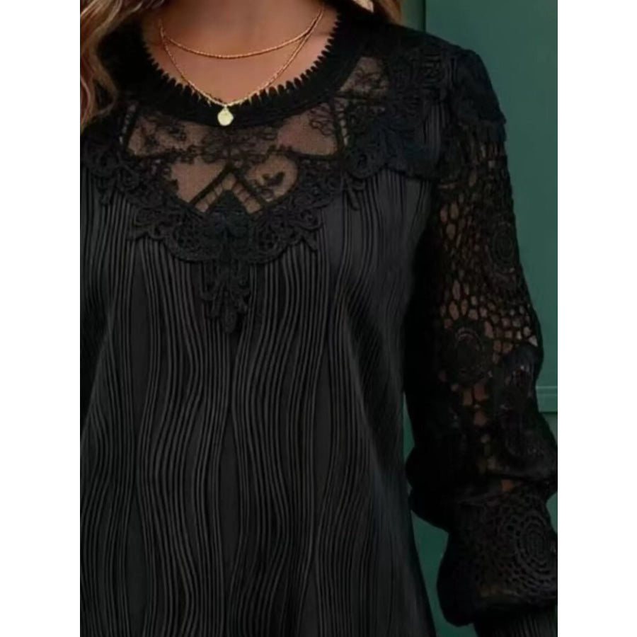 Lace Patchwork Long Sleeve Blouse Apparel and Accessories