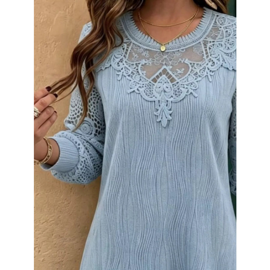 Lace Patchwork Long Sleeve Blouse Apparel and Accessories