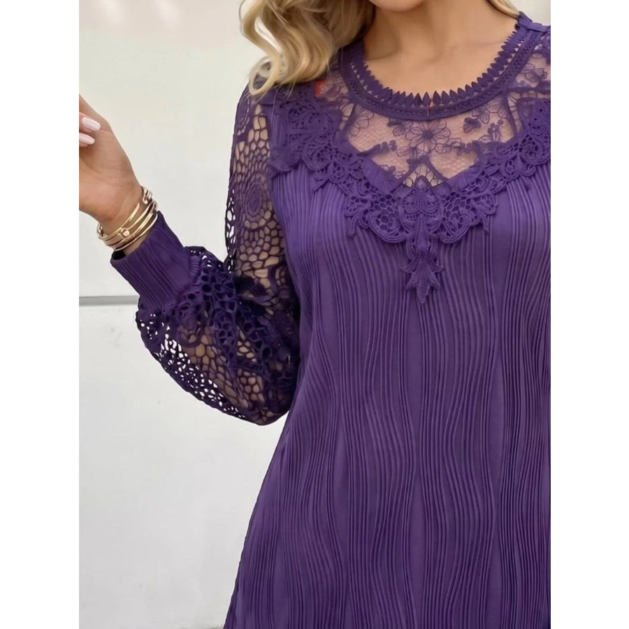 Lace Patchwork Long Sleeve Blouse Apparel and Accessories