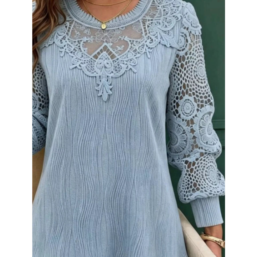 Lace Patchwork Long Sleeve Blouse Apparel and Accessories