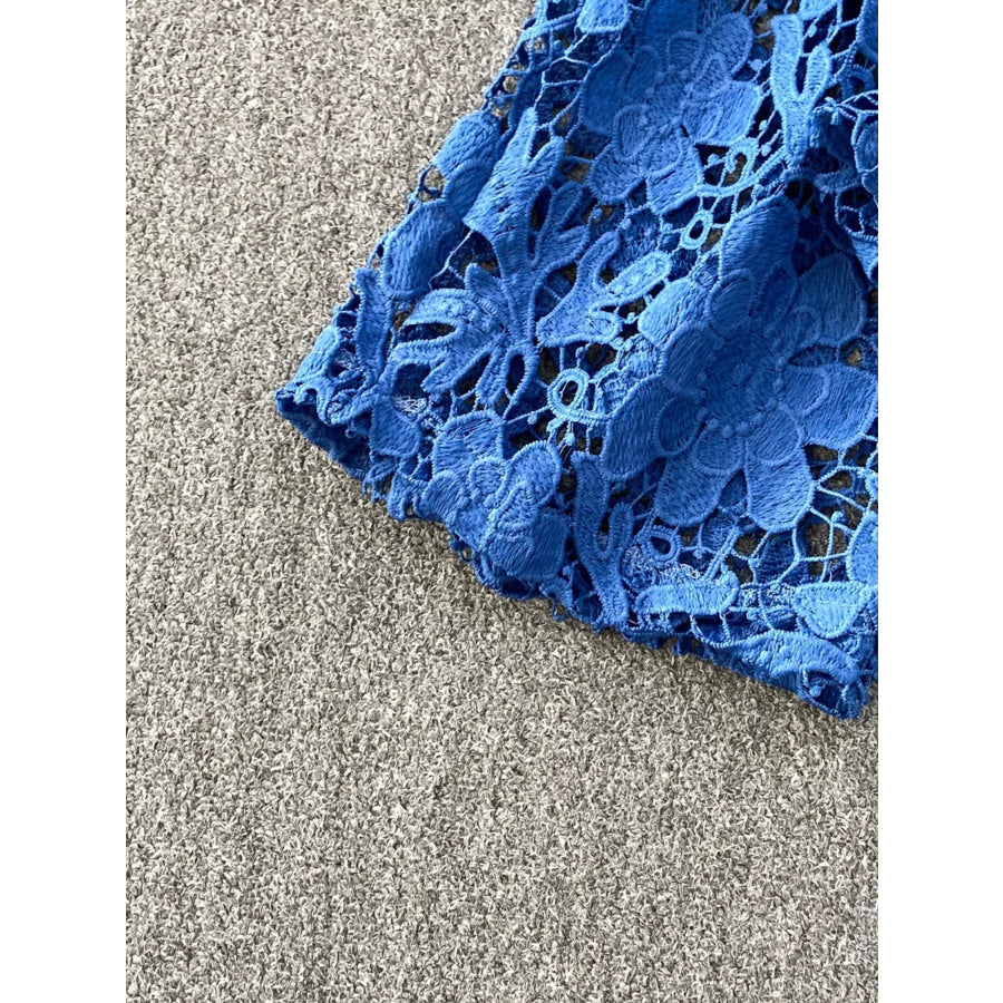 Lace Patchwork Shacket and Pants Set Apparel and Accessories
