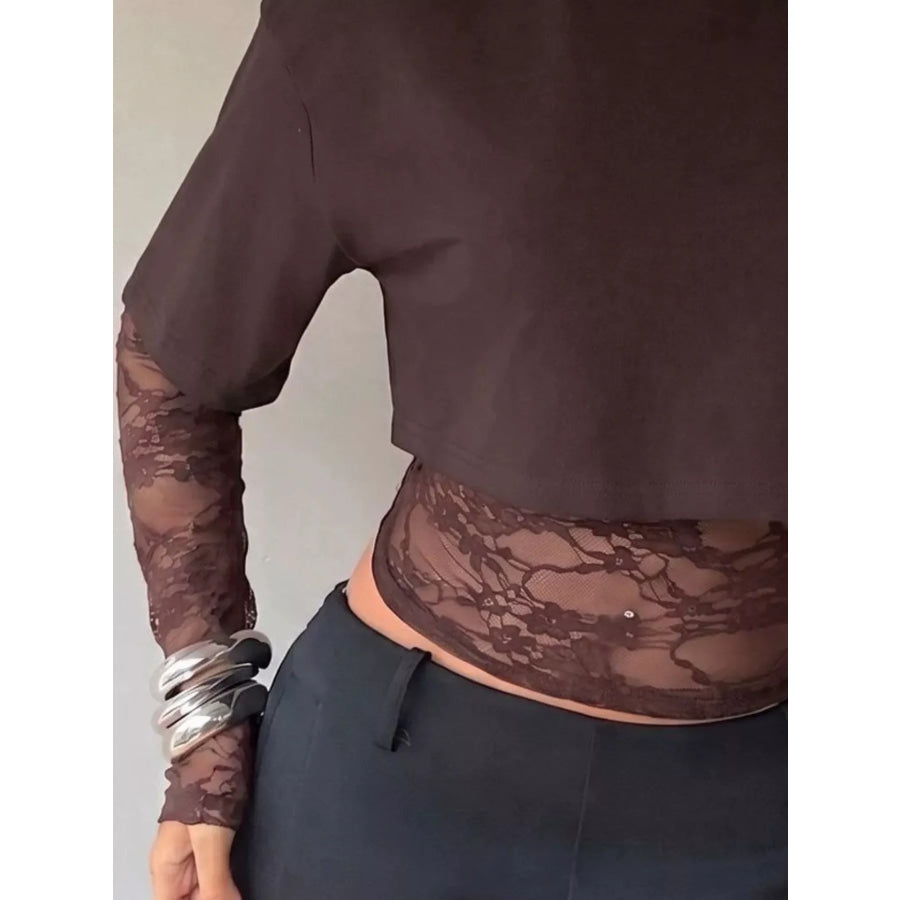 Lace Patchwork Short Sleeve T-Shirt Apparel and Accessories