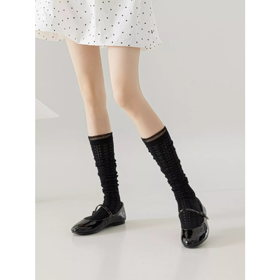 Lace Patterned Mid-Calf Socks Apparel and Accessories