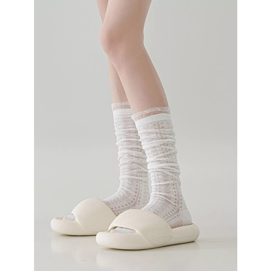 Lace Patterned Mid-Calf Socks Apparel and Accessories