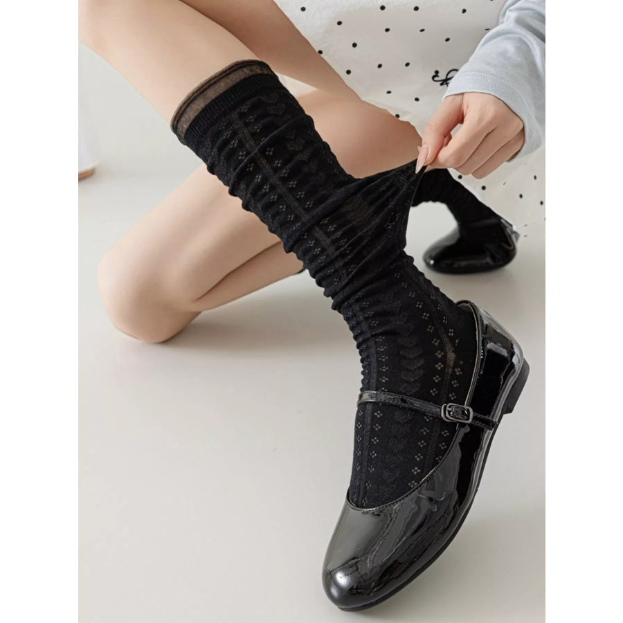 Lace Patterned Mid-Calf Socks Apparel and Accessories