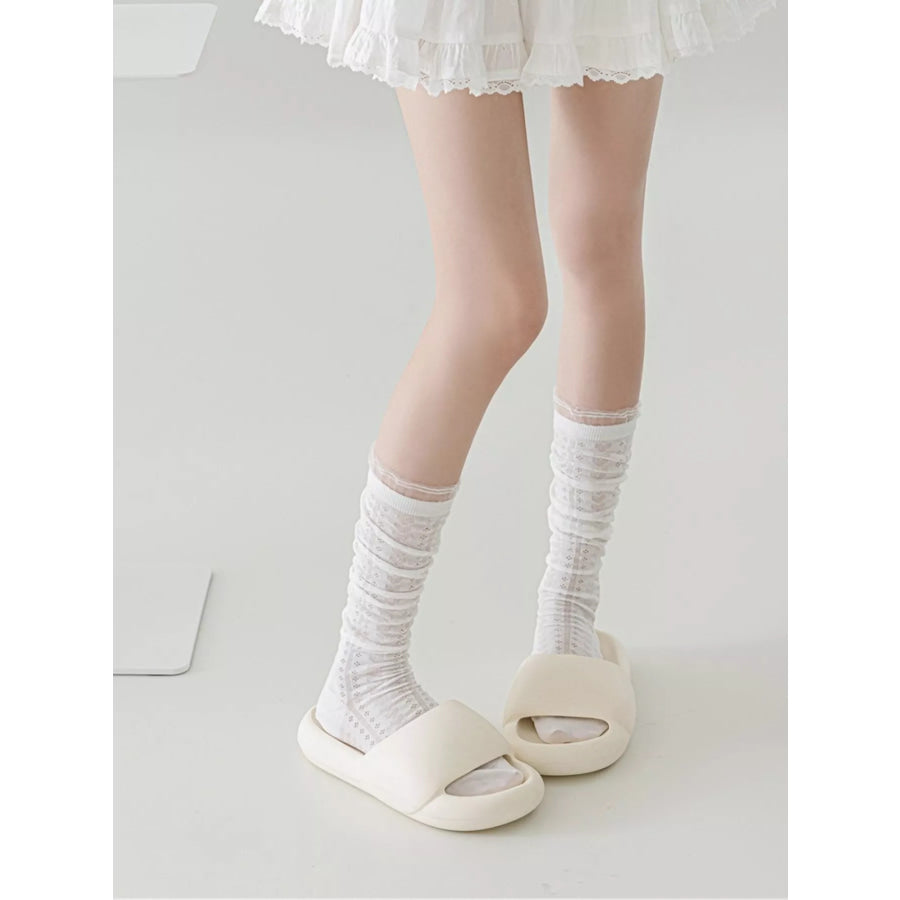 Lace Patterned Mid-Calf Socks Apparel and Accessories