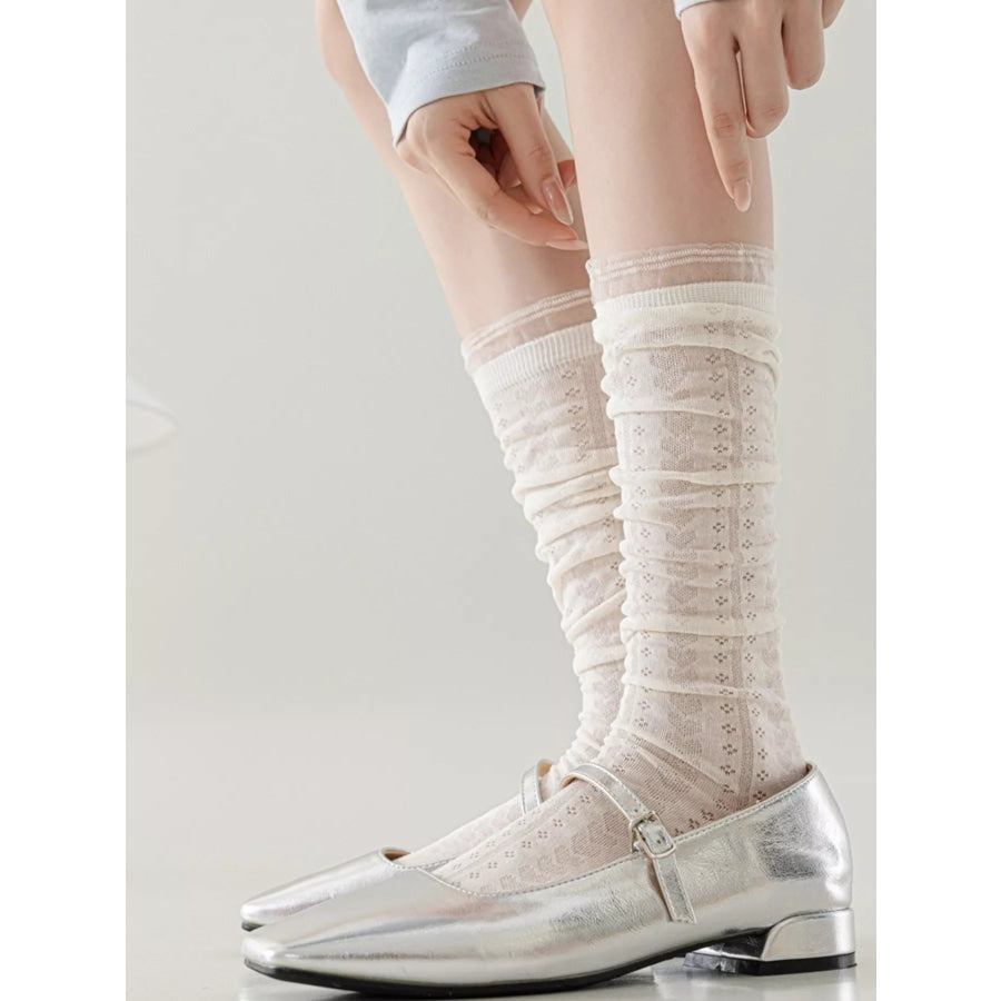 Lace Patterned Mid-Calf Socks Apparel and Accessories