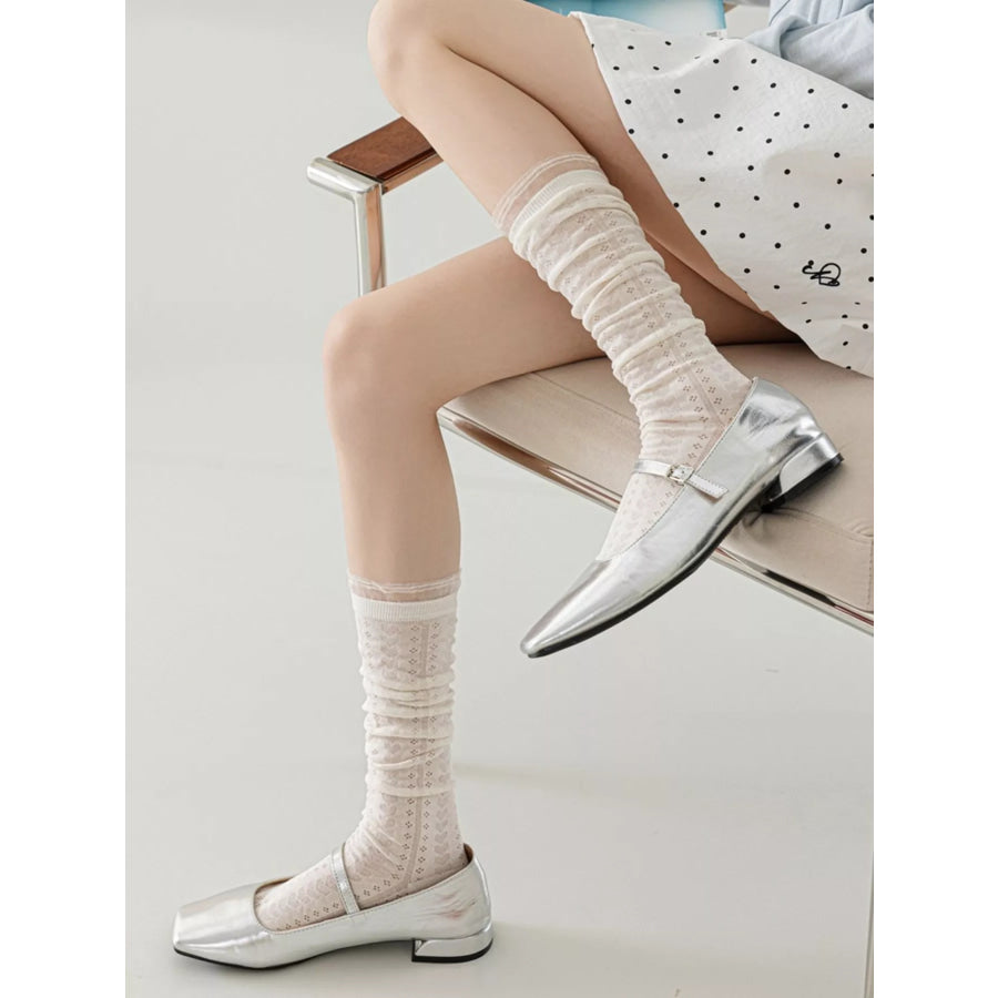 Lace Patterned Mid-Calf Socks Apparel and Accessories