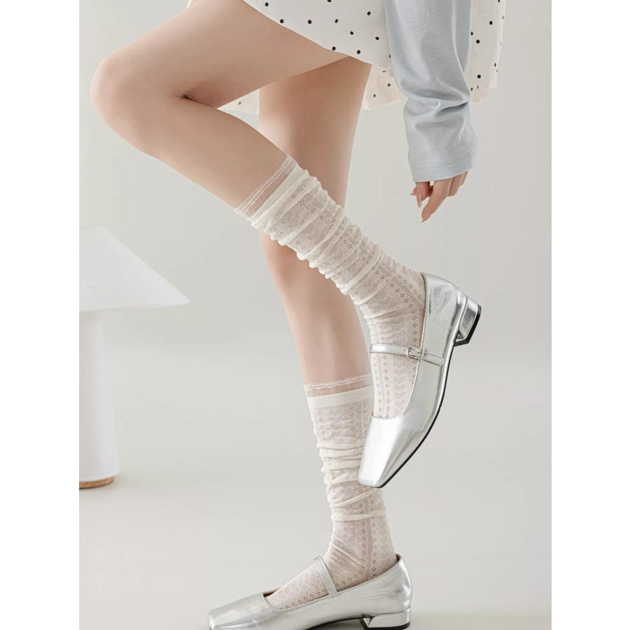 Lace Patterned Mid-Calf Socks Apparel and Accessories