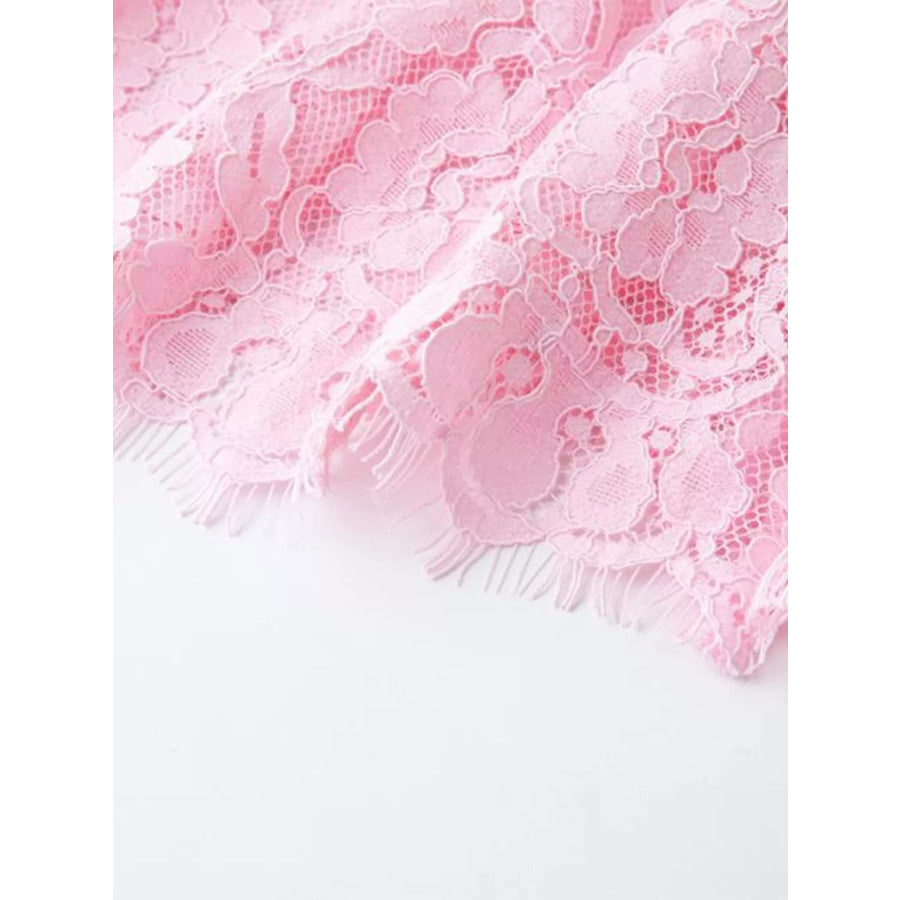 Lace Pearl Neckline Midi Dress Apparel and Accessories