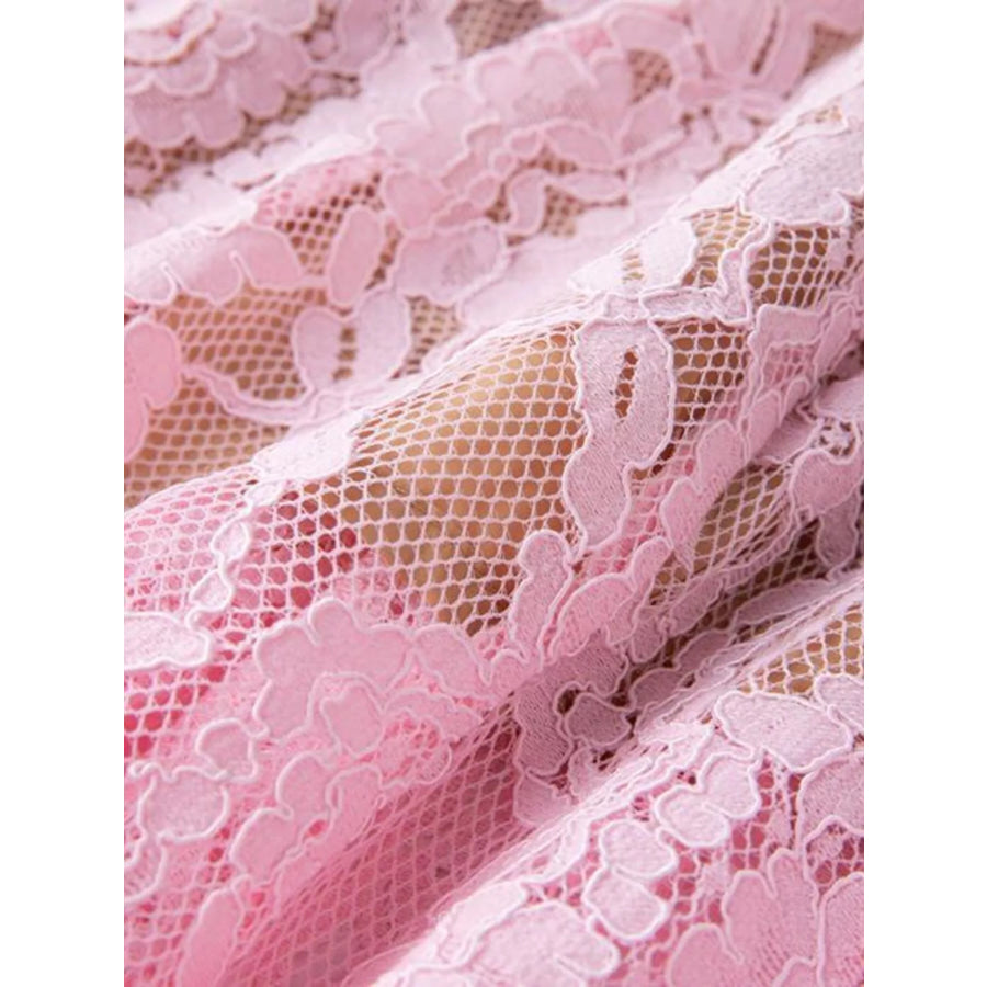 Lace Pearl Neckline Midi Dress Apparel and Accessories