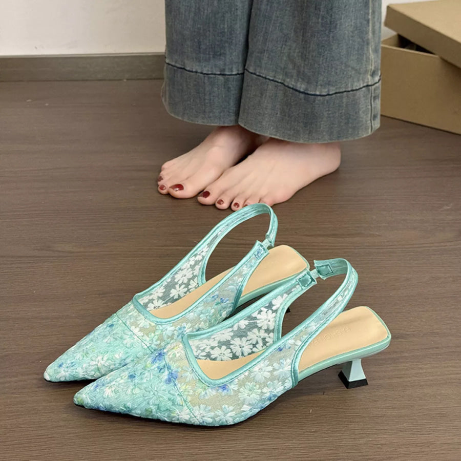 Lace Pointed-Toe Slingback Pumps Apparel and Accessories