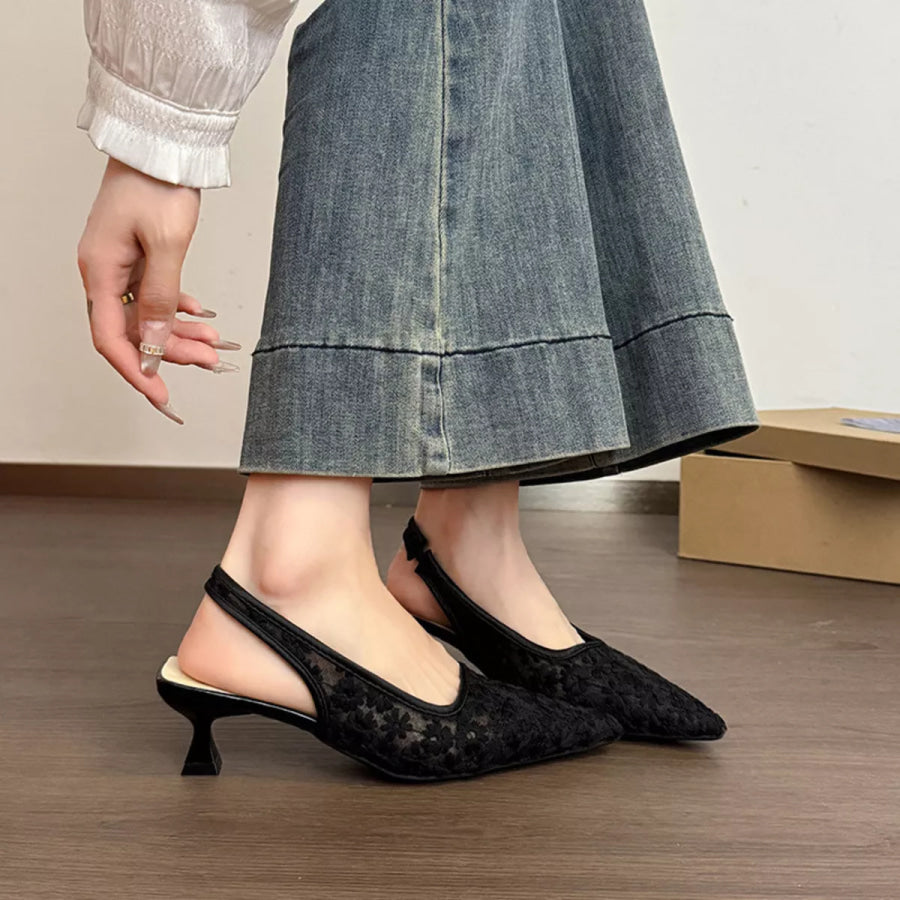 Lace Pointed-Toe Slingback Pumps Apparel and Accessories