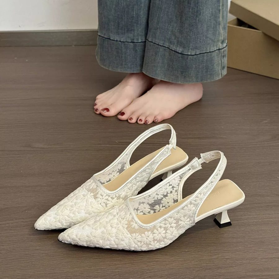 Lace Pointed-Toe Slingback Pumps Apparel and Accessories