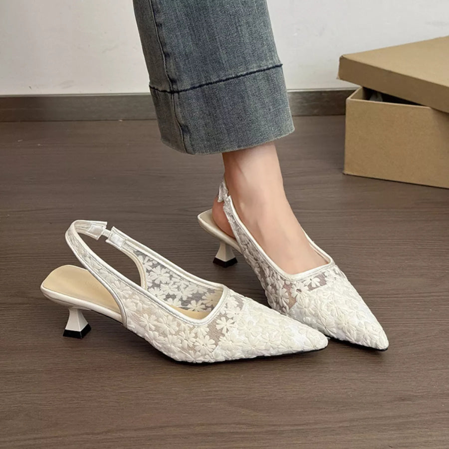 Lace Pointed-Toe Slingback Pumps Apparel and Accessories