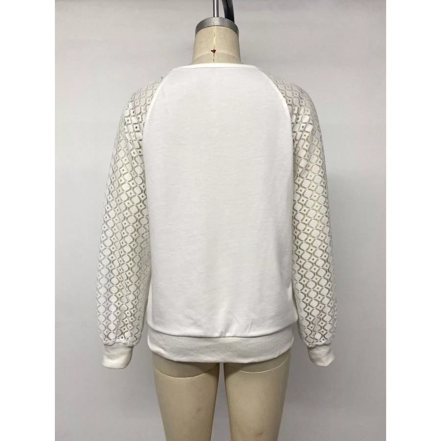 Lace Raglan Sleeve Sweatshirt Apparel and Accessories