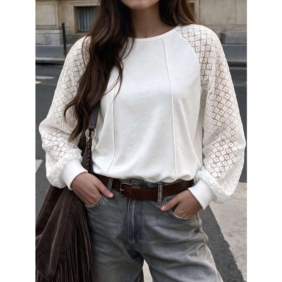 Lace Raglan Sleeve Sweatshirt Apparel and Accessories