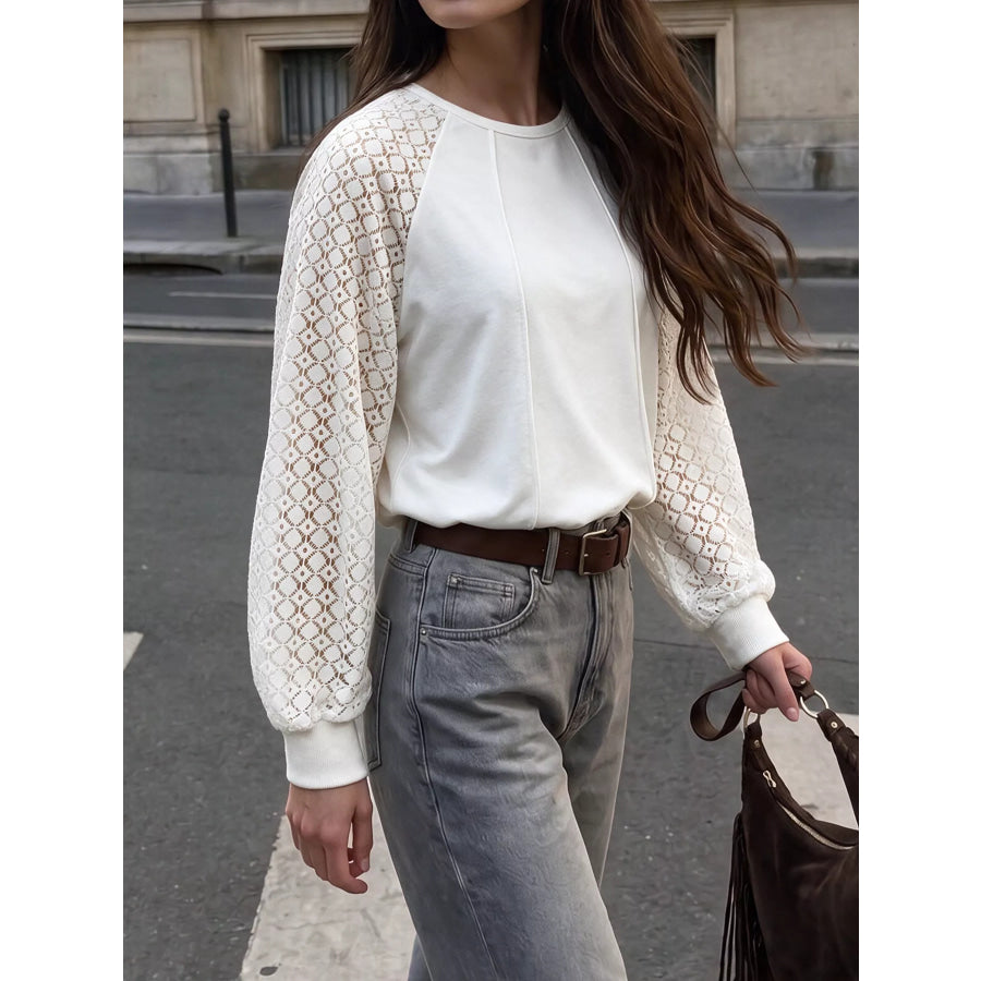 Lace Raglan Sleeve Sweatshirt Apparel and Accessories