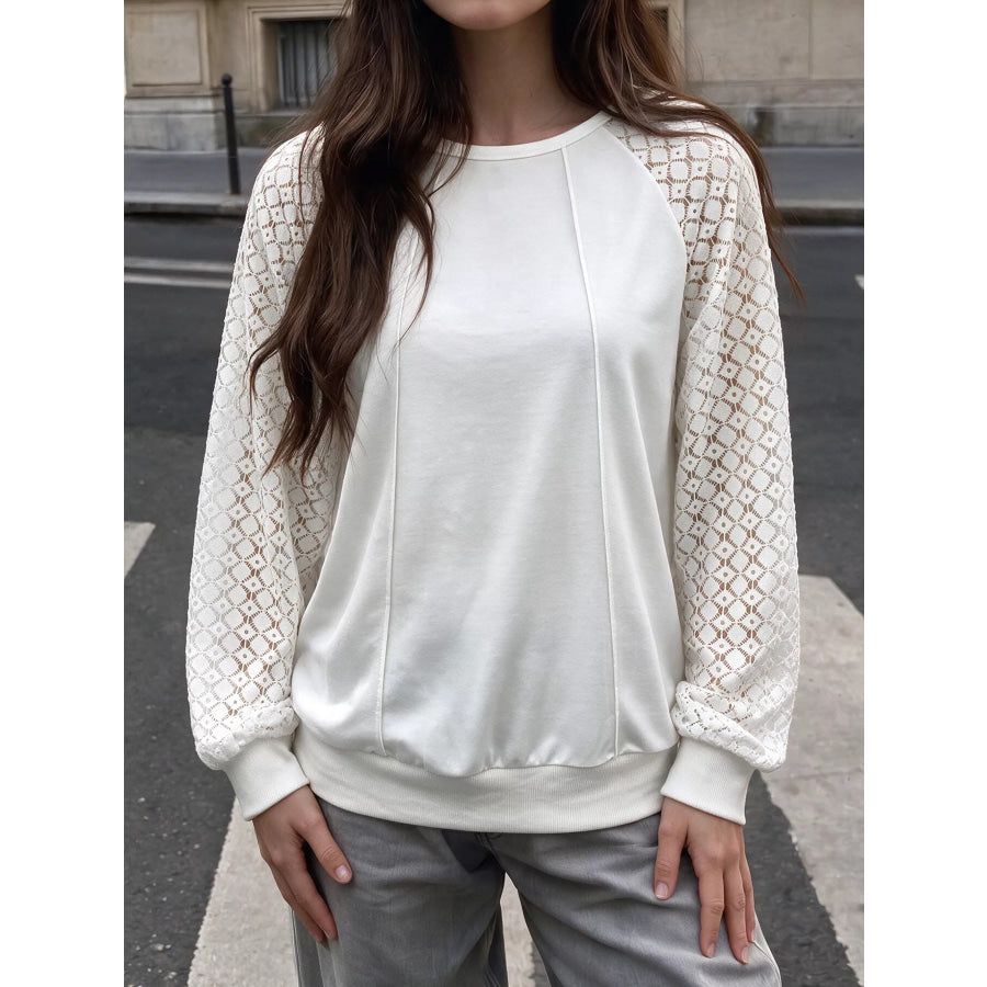 Lace Raglan Sleeve Sweatshirt Apparel and Accessories