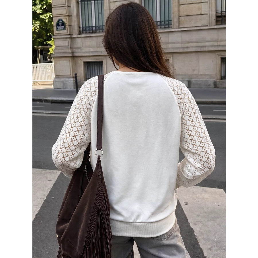 Lace Raglan Sleeve Sweatshirt Apparel and Accessories
