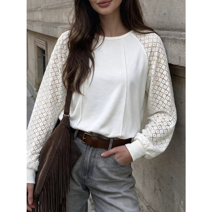 Lace Raglan Sleeve Sweatshirt Apparel and Accessories
