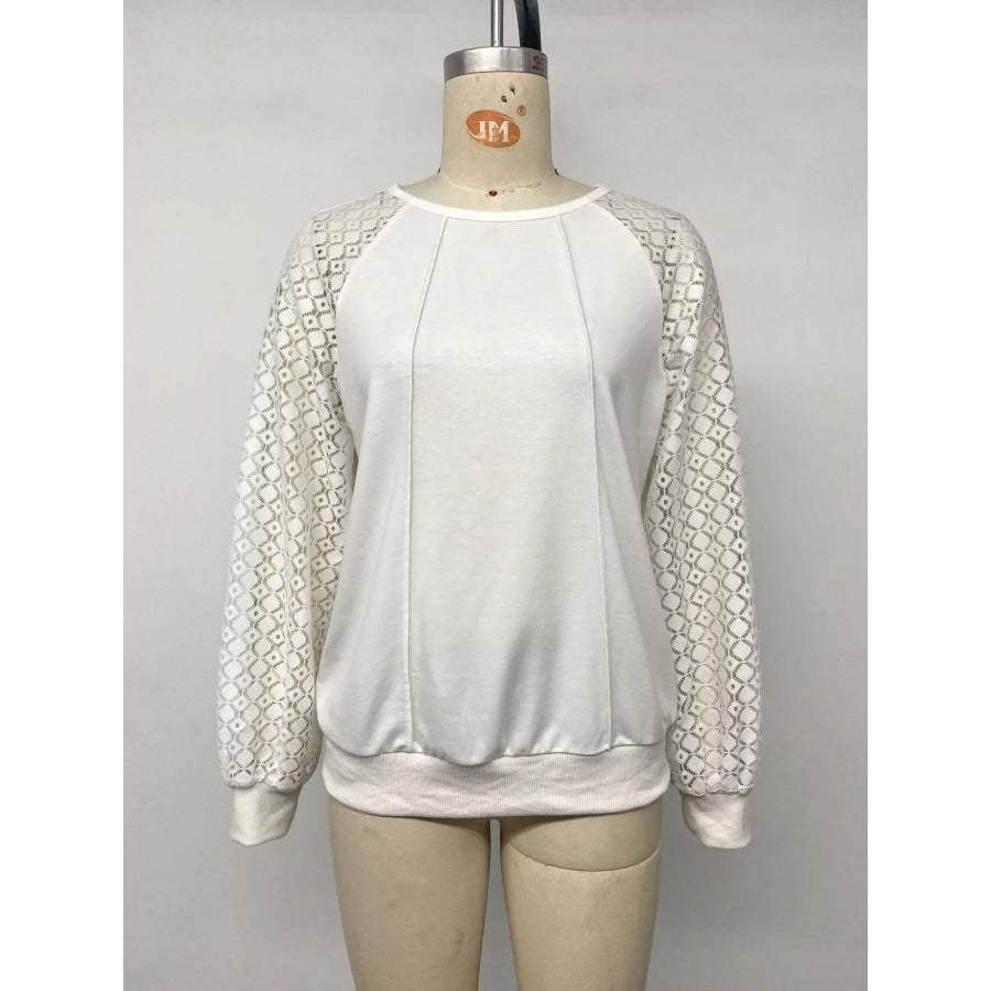 Lace Raglan Sleeve Sweatshirt Apparel and Accessories