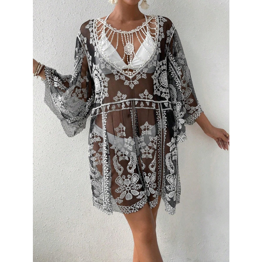 Lace Round Neck Cover-Up Apparel and Accessories