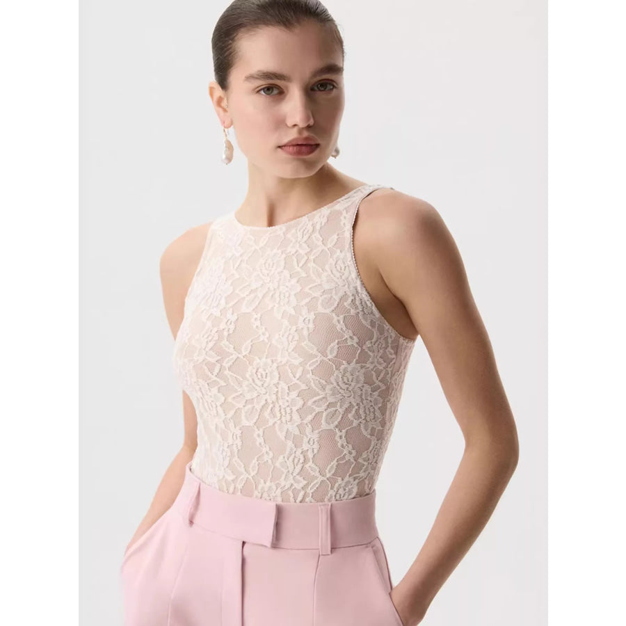 Lace Round Neck Long Sleeve Top Apparel and Accessories