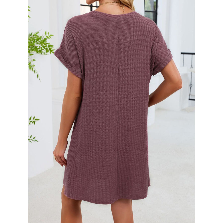 Lace Round Neck Short Sleeve T-Shirt Dress Apparel and Accessories