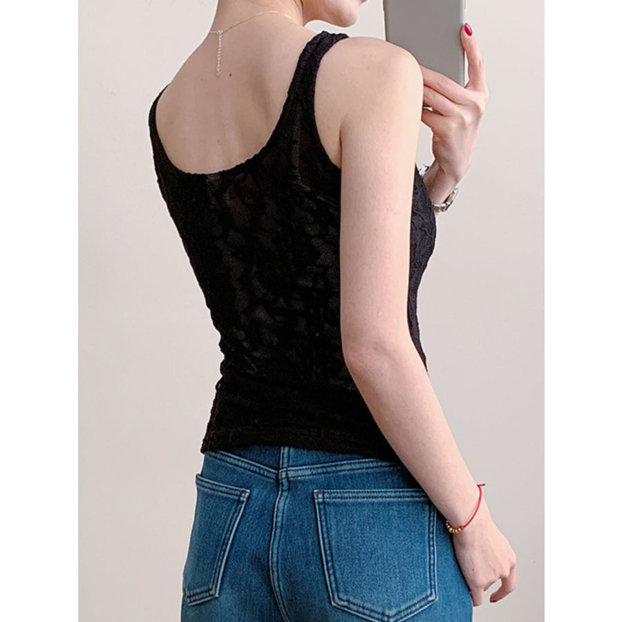 Lace Round Neck Tank Apparel and Accessories