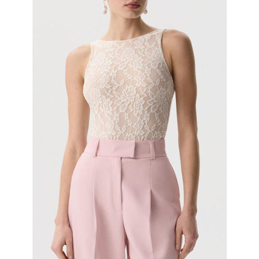 Lace Round Neck Tank Apparel and Accessories