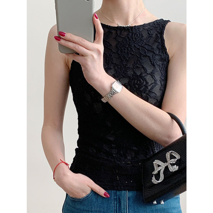 Lace Round Neck Tank Apparel and Accessories