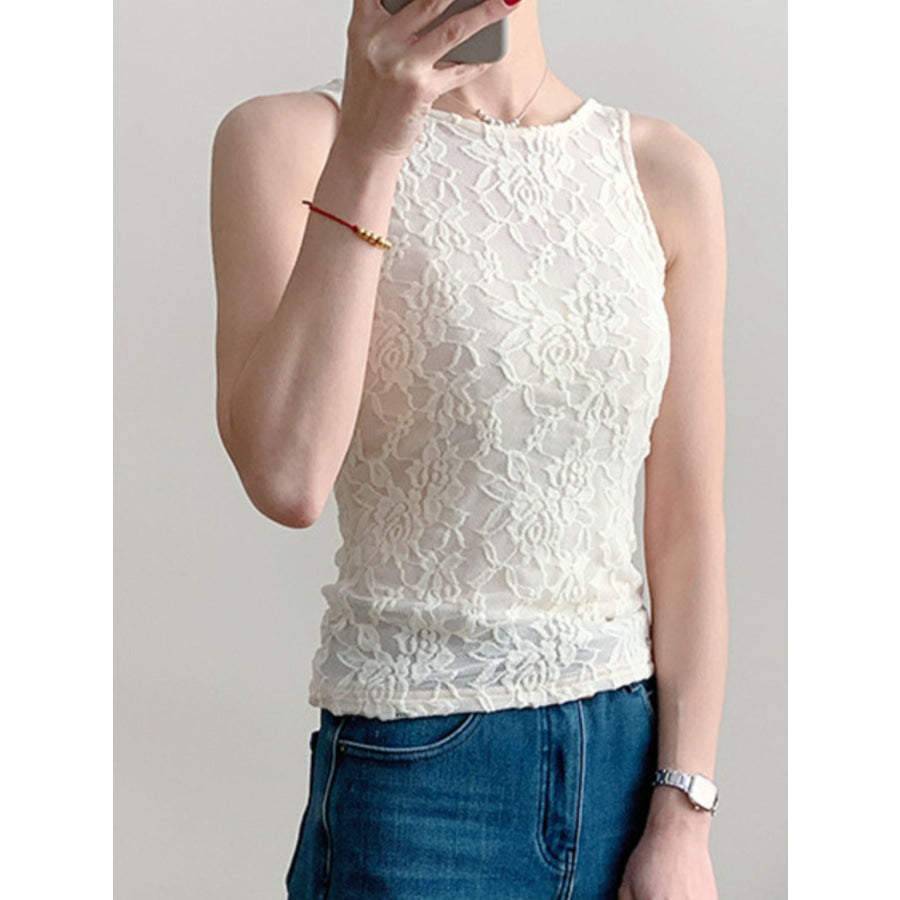 Lace Round Neck Tank Apparel and Accessories