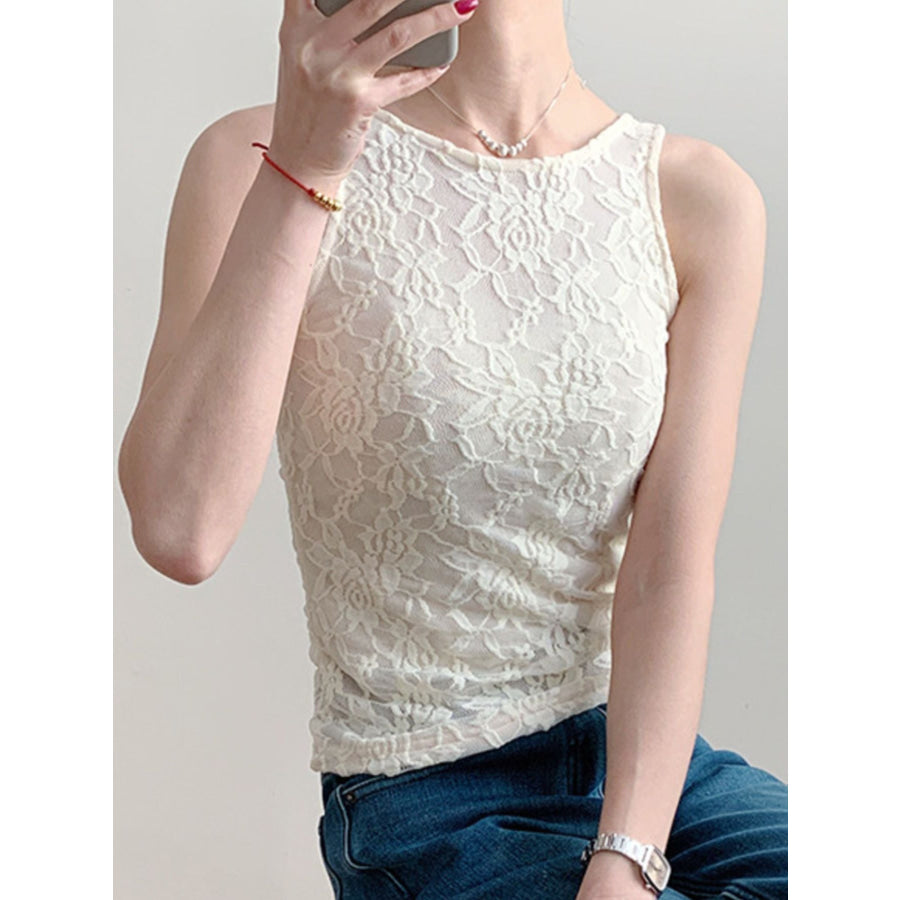 Lace Round Neck Tank Apparel and Accessories